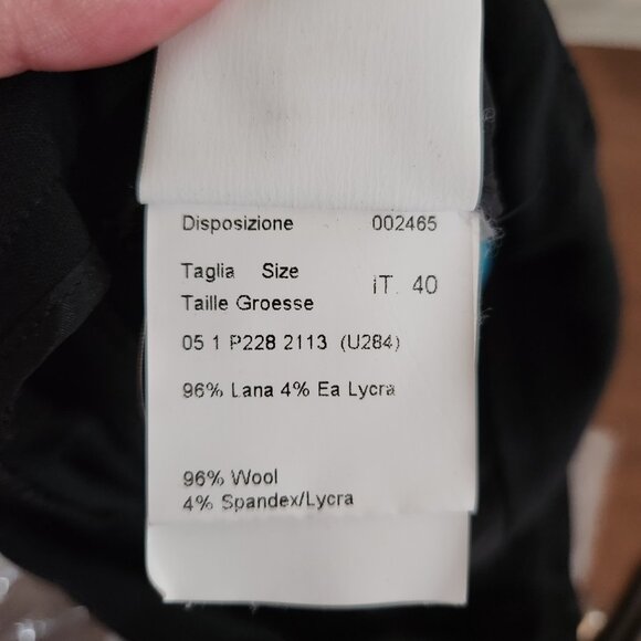 Piazza Sempione Pants Womens 40 Chelsea Black Wool Blend Made Italy Straight Leg - Picture 8 of 13